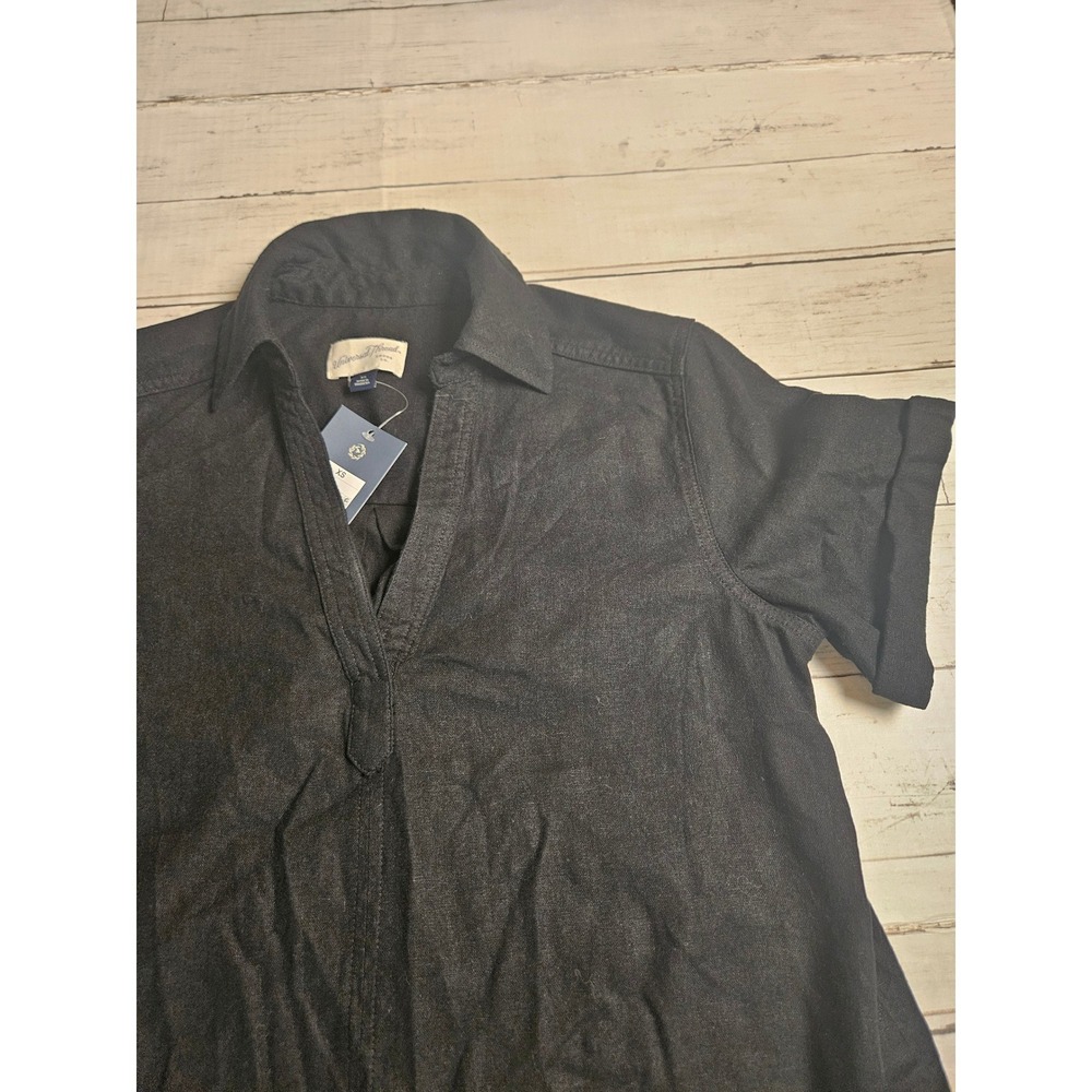 Universal Thread Womens XS Black Linen Blend Short Sleeve V-Neck Top NWT